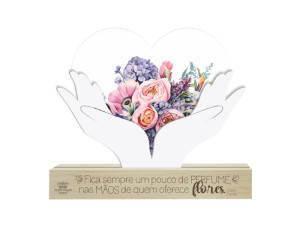 ENFEITE DE MESA COM APLIQUE E PLACA FICA SEMPRE UM POUCO...BORBOLETA 14X16X3,5