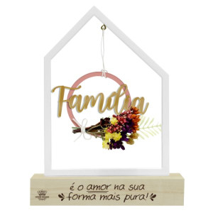 ENFEITE DE MESA CASINHA VAZADO FAMÍLIA...FLORESCER 22X17X4,5