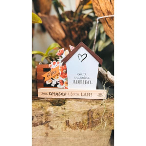 ENFEITE DE MESA COM APLIQUE MÃE EM TI ENCONTRO ABRIGO...PASSARINHHO 14,5X18