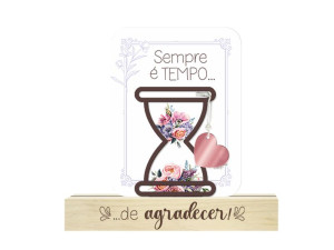 ENFEITE DE MESA COM APLIQUE SEMPRE É TEMPO...BORBOLETA 15X16X4,5