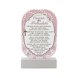MADEIRINHA ORAÇÃO DOS PADRINHOS ROSA 20X12