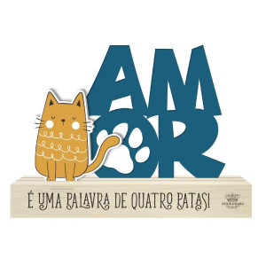 MADEIRINHA DE MESA AMOR... GATO... PET CORAÇÃO 1 11,5X16X4,5