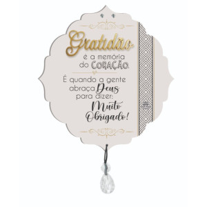 MÓBILE DE PAREDE COM APLIQUE GRATIDÃO 22X20