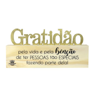 MADEIRINHA CRU GRATIDÃO(DOURADA) PELA VIDA E PELA BENÇÃO... 9X18