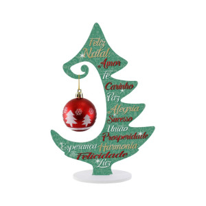 ENFEITE ÁRVORE DE NATAL COM STRASS FELIZ NATAL 28X19