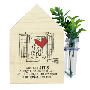 PLACA DE MESA CASINHA COM TUBETE E FLORES CASA DOS AVÓS...14,5X13