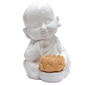 PORTA-INCENSO BUDA BEGE...BENÇÃO 12X8X7