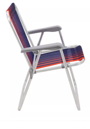 Cadeira de Praia Tramontina Samoa Alta em Alumínio com Assento Azul Escuro e Laranja - 