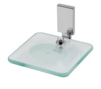  Saboneteira de Alumínio do Kit Spot com Base Vidro Transparente - 