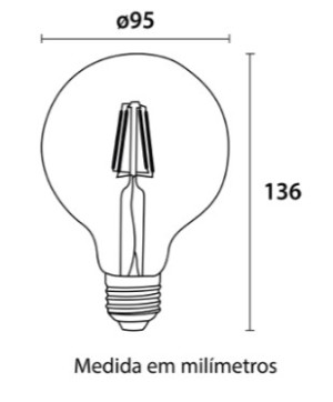 Lâmpada Filamento LED G95 4W - 440lm 2.200K