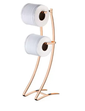 Suporte Papel Higiênico Duplo De Chão Aço Rosé Gold - 1030rg Future