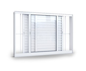 Janela veneziana de correr lateral 3 folhas móveis com grade 100 x 120  - 