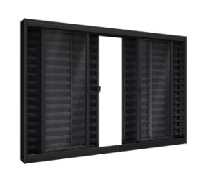 Janela riobras veneziana de correr central 4 folhas móveis e 2 fixas s/grade 100 X 120 - 