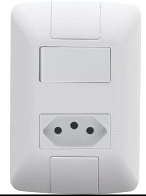 Conjunto 4x2 com 1 Interruptor Simples 6 A 250 V e 1 Tomada 2P+T 20 A 250 V Tramontina Aria Branco 57241044