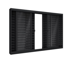 Janela veneziana de correr central 4 folhas móveis e 2 fixas 100 x 150 