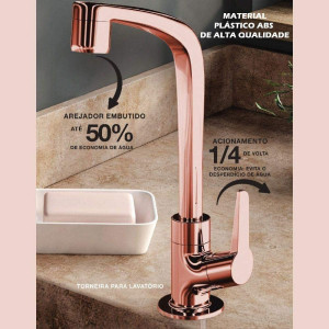 Kit Flatt 4 Peças Rose Gold 2004 F71: torneira e acessórios, Lorenzetti - 