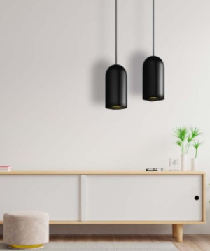 Pendente Otto Alumínio Interno Dourado - Preto