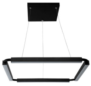 Pendente Curve LED Alumínio 450mm Bivolt 15W 2.700K - Preto Liso - 