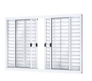 Janela veneziana de correr central 4 folhas móveis e 2 fixas s/grade 100 x 120
 - 
