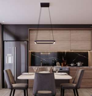 Pendente Curve LED Alumínio 450mm Bivolt 15W 2.700K - Preto Liso