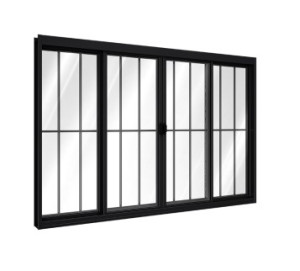 Janela riobras de correr central ptreta 2 folhas móveis e 2 fixas com grade 100 x 150 