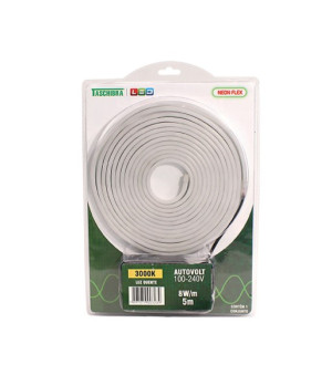 Fita led Taschibra neon flex 8w 120 leds 5 metro 12v com fonto IP65 3000K   1404014809 - 