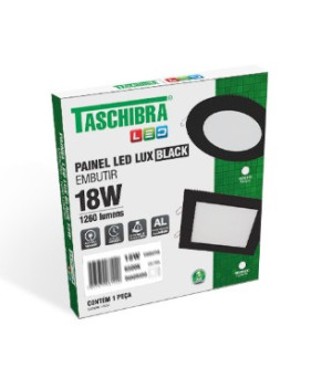 Painel led taschibra lux embutir preto 18W 22CM 6500K 15090299 - 