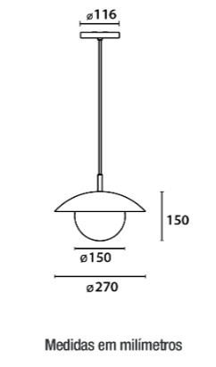 Pendente Anna Vidro Leitoso - Preto - 