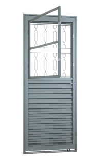 Porta de giro mista com positgo e grade mosaico 215 x 85 - 