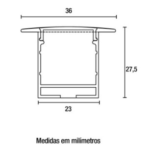 Perfil Line Alumínio Embutir 36mm 3M - Alumínio Natural