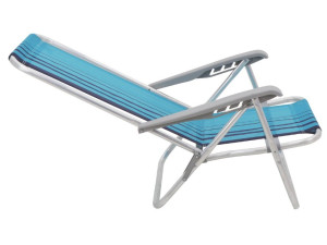 Cadeira de Praia Reclinável Tramontina Bali Baixa em Alumínio com Assento Azul - 