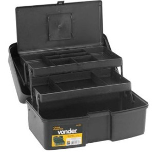 Caixa para ferramentas, plástica, com 2 bandejas, 37,0 cm x 22,0 cm x 20,0 cm, VD 2001, VONDER - 