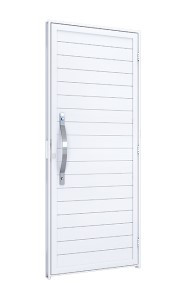 Porta de giro lambri com puxador de 60cm em aço inox 89 x 215