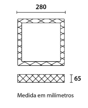 Plafon LED Shine Quadrado 24W Pontilhado 3.000K - Translúcido