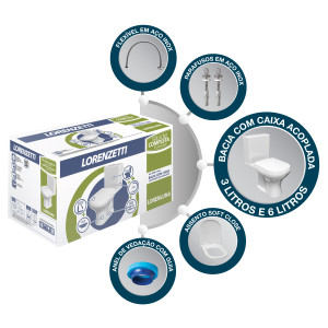 Kit Bacia Com Caixa Acoplada Loren Luna Branco - Lorenzetti - 
