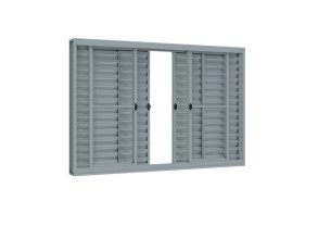 Janela mecal veneziana de correr central 4 folhas móveis e 2 fixas  s/grade 120 X 150
 - 