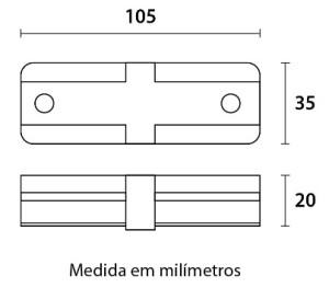 Conector Reto p/ Trilhos Sobrepor - Preto Conector Reto p/ Trilhos Sobrepor - Preto