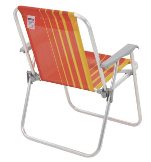 Cadeira de Praia Tramontina Samoa Alta em Alumínio com Assento Laranja e Amarelo - 