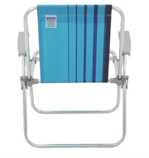 Cadeira de Praia Tramontina Samoa Alta em Alumínio com Assento Azul - 