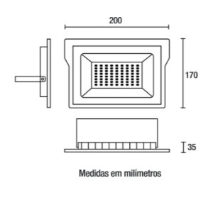 Refletor LED Licht Alumínio 75W 6.500K - Preto - 