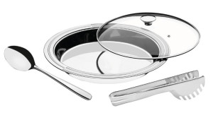 Kit para Servir Tramontina Ciclo Redondo em Aço Inox com Tampa de Vidro 3 Peças - 