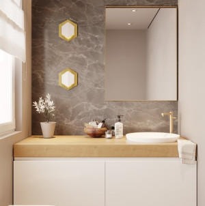 Arandela Quartzo Aço Latão - Branco - 