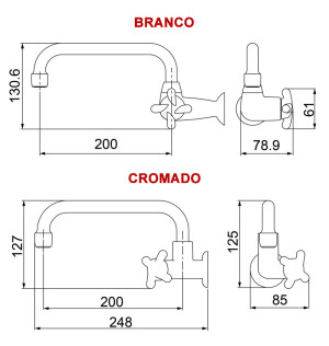Torneira Cozinha Lorenzetti Parede 1164 F34 – Cromada