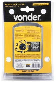 Bateria 18,0 V, íons de lítio, linha intercambiável, 5,0 Ah, IBV 1850, VONDER