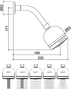 Ducha Cromado Loren Five 7015 C16 - Lorenzetti - 