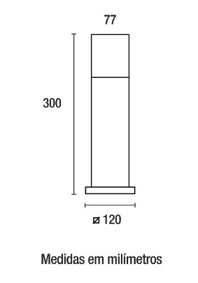 Balizador Garten 300mm - Preto Fosco - 