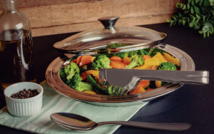 Kit para Servir Tramontina Ciclo Redondo em Aço Inox com Tampa de Vidro 3 Peças - 