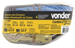 Jogo de cinta com catraca para amarração de carga 0,8 tf/0,4 tf, CC 080, VONDER