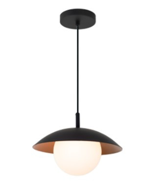 Pendente Anna Vidro Leitoso - Preto - 