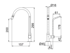 Torneira Lorenzetti para Uso Especial de Mesa - Bica Móvel 1166 C53 - 